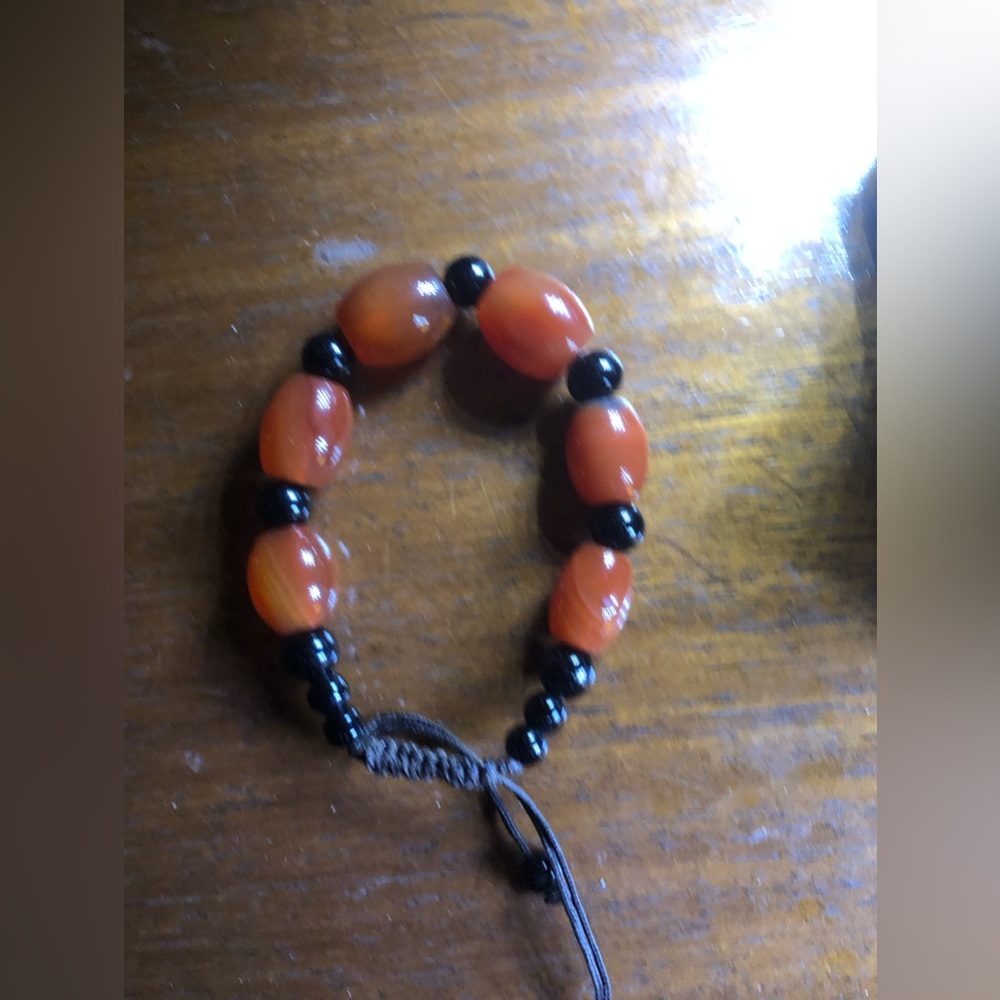 Carnelian & Onyx Macrame Bracelet- 690 $25 or $20 w/offer